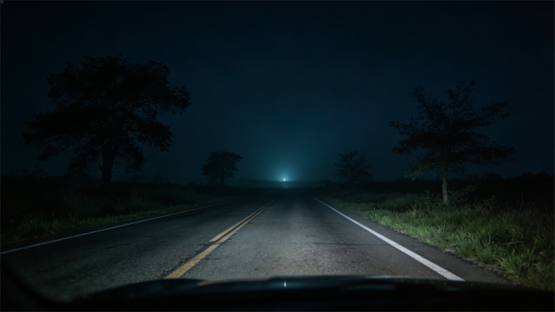 Una misteriosa luz apareció a lo lejos en la ruta