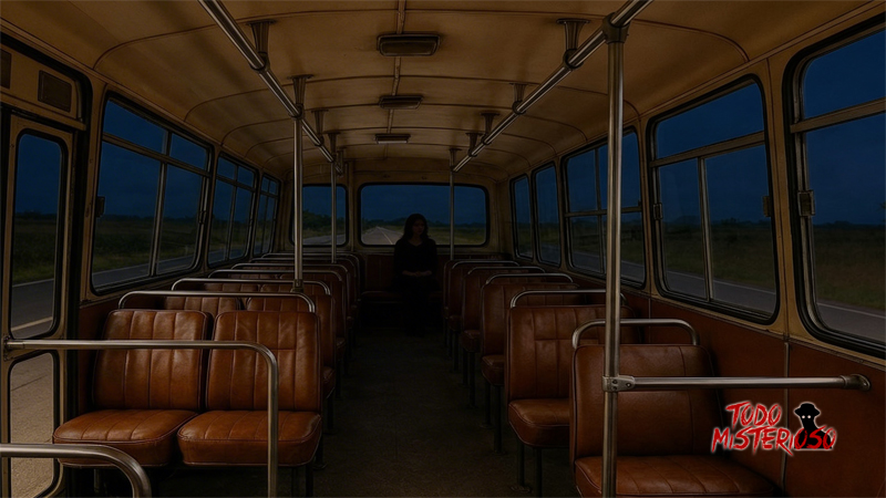 Sombra del fantasma de una mujer dentro de un colectivo. Imagen ilustrativa