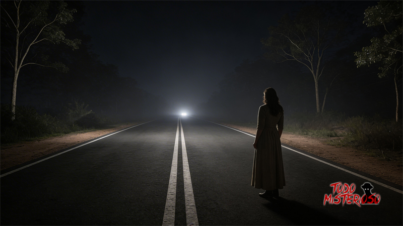 El fantasma de una mujer que se aparece por la noche en la ruta. Imagen ilustrativa