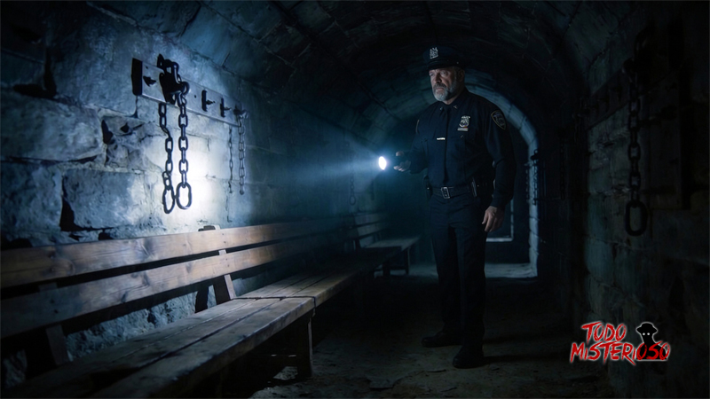 Un policía recorriendo un misterioso y oscuro túnel. Imagen ilustrativa