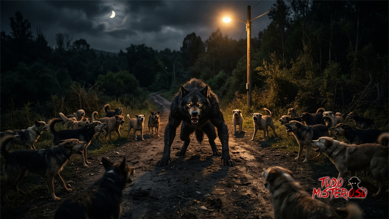 Lobizón rodeado de perros en medio de la calle. Imagen ilustrativa