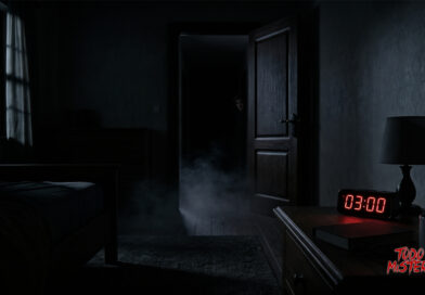 Fue atacada por una entidad oscura | Historia Paranormal Real Fantasma o entidad escondido en la oscuridad. Reloj marcando las 03:00 AM. Imagen ilustrativa